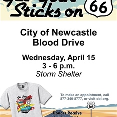 City of Newcastle to Host "Get Your 'Sticks' on Route 66" Blood Drive April 15